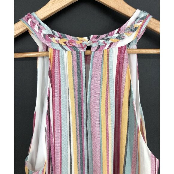 THML Women's Multicolor Striped Halter Dress M Tassels Party Summer Bohemian - Picture 4 of 9